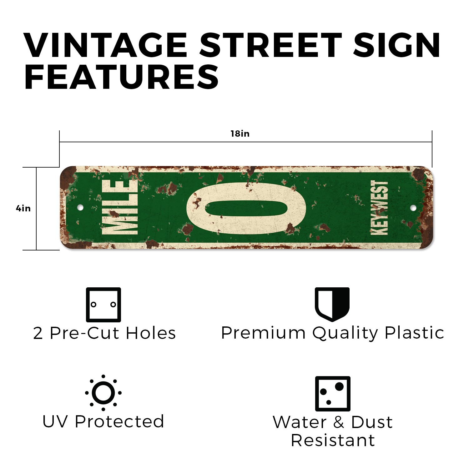 MILE 0 KEY WEST Vintage Style Street Sign marker zero southernmost keys Florida