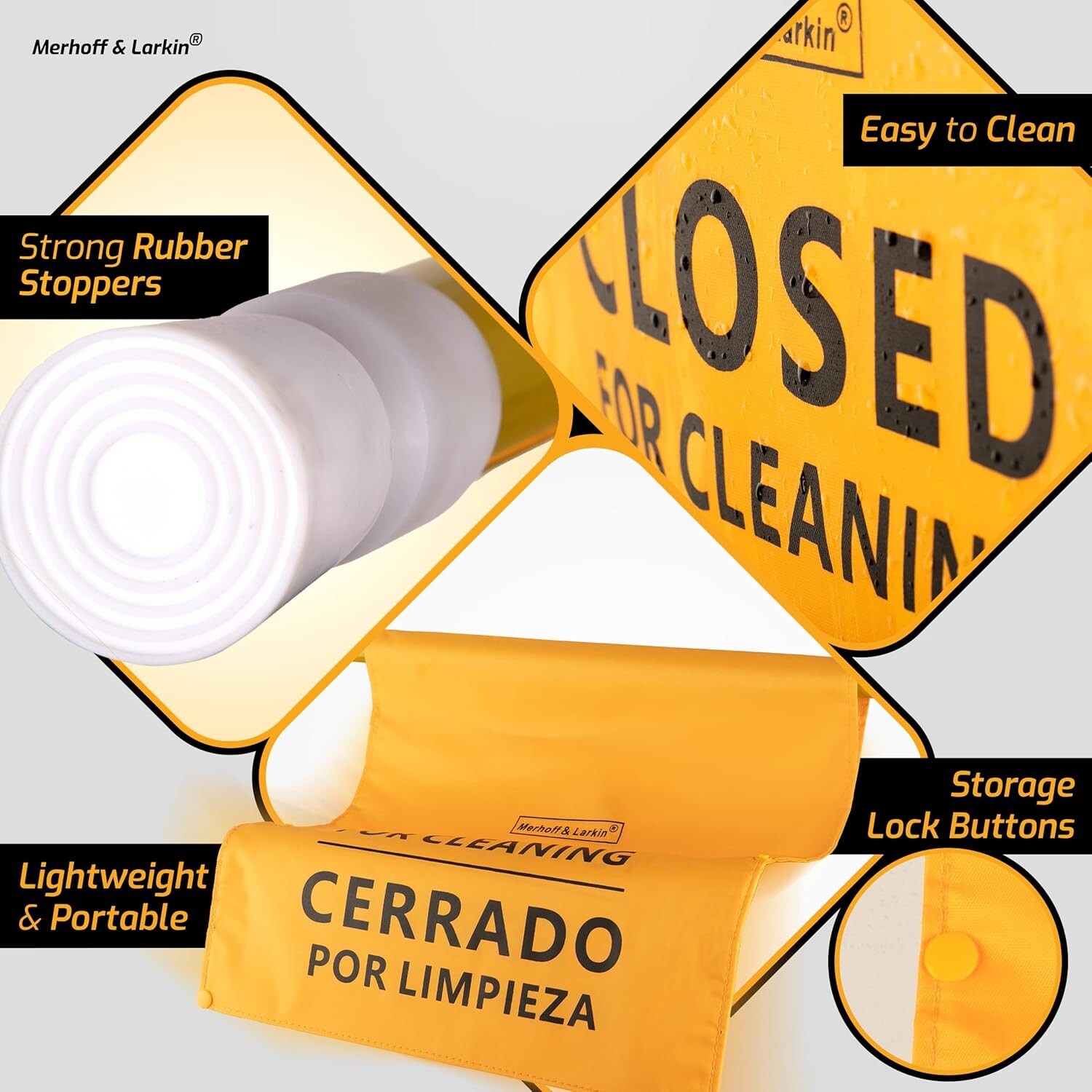 Closed For Cleaning Sign | English, Spanish & French | 28-53 Inch Expandable