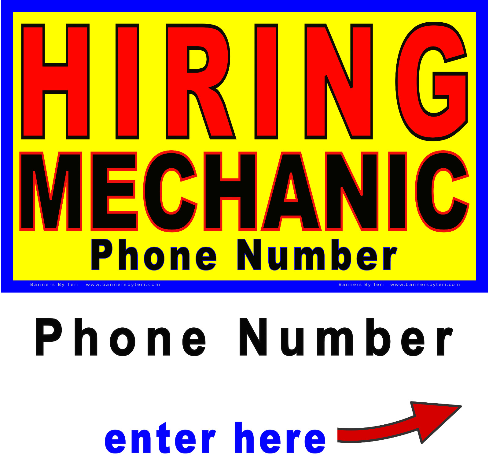 HIRING MECHANIC Banner With VARIATIONS – Vinyl Signs – Fast Ship – DURABLE-USA