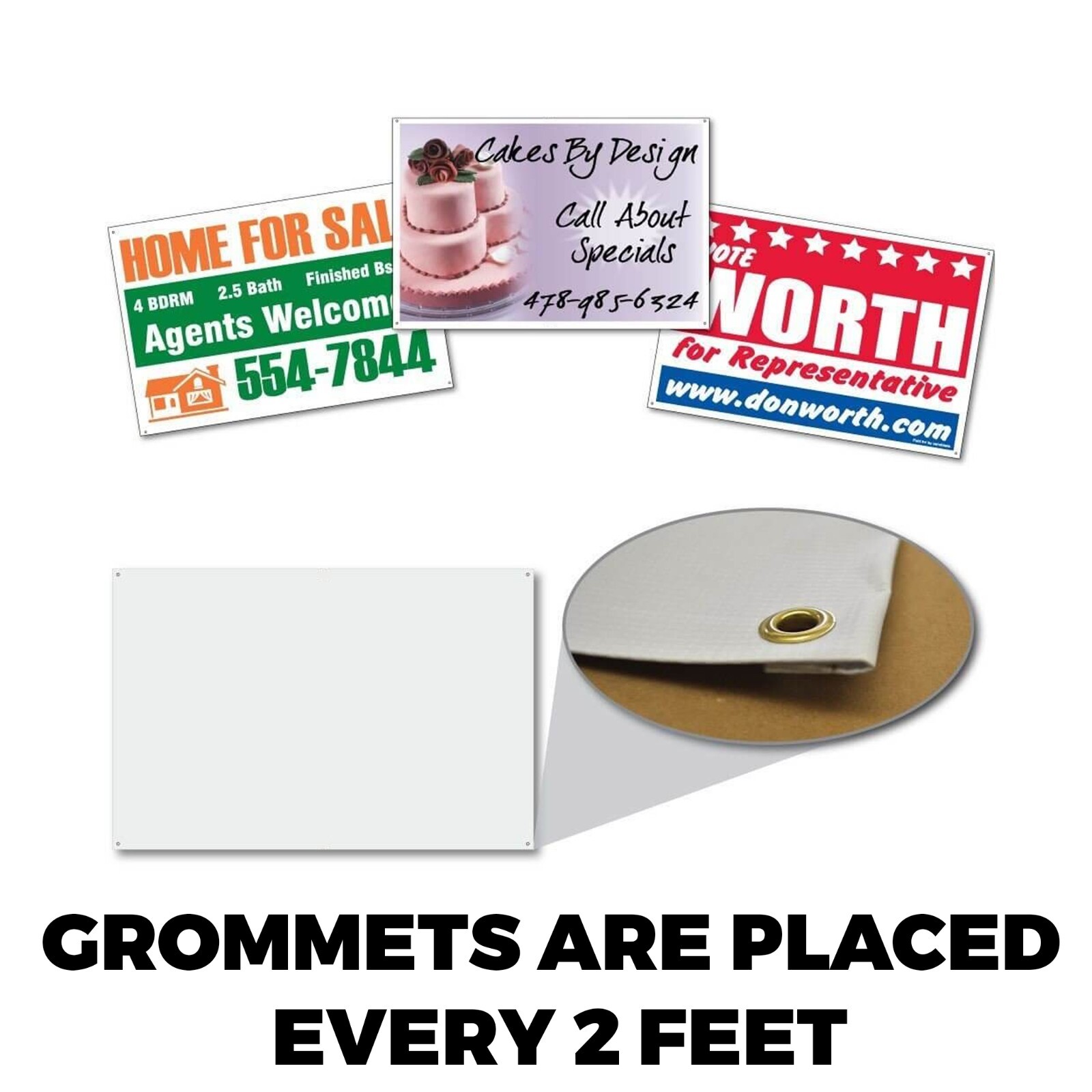 VictoryStore 2×2 Feet Blank Banner – 10oz Blank Vinyl Banner with Grommets