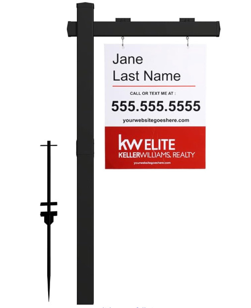 Black Real Estate Sign Post Vinyl PVC Flat Cap 6ft. (4″x 4″x 72″) Realtor Sign