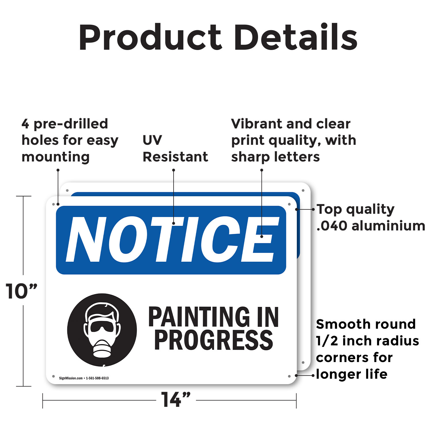 (2 Pack) Painting In Progress OSHA Notice Sign Decal Metal Plastic