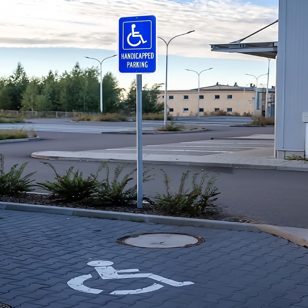 4 Pack Handicap Parking Signs 18×12 Aluminum Reflective Weatherproof UV Safe