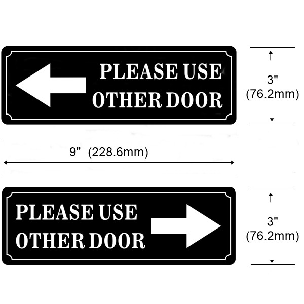 (2 Pack) 9″ X 3″ PLEASE USE OTHER DOOR Sign Back Self Adhesive Vinyl Sticker