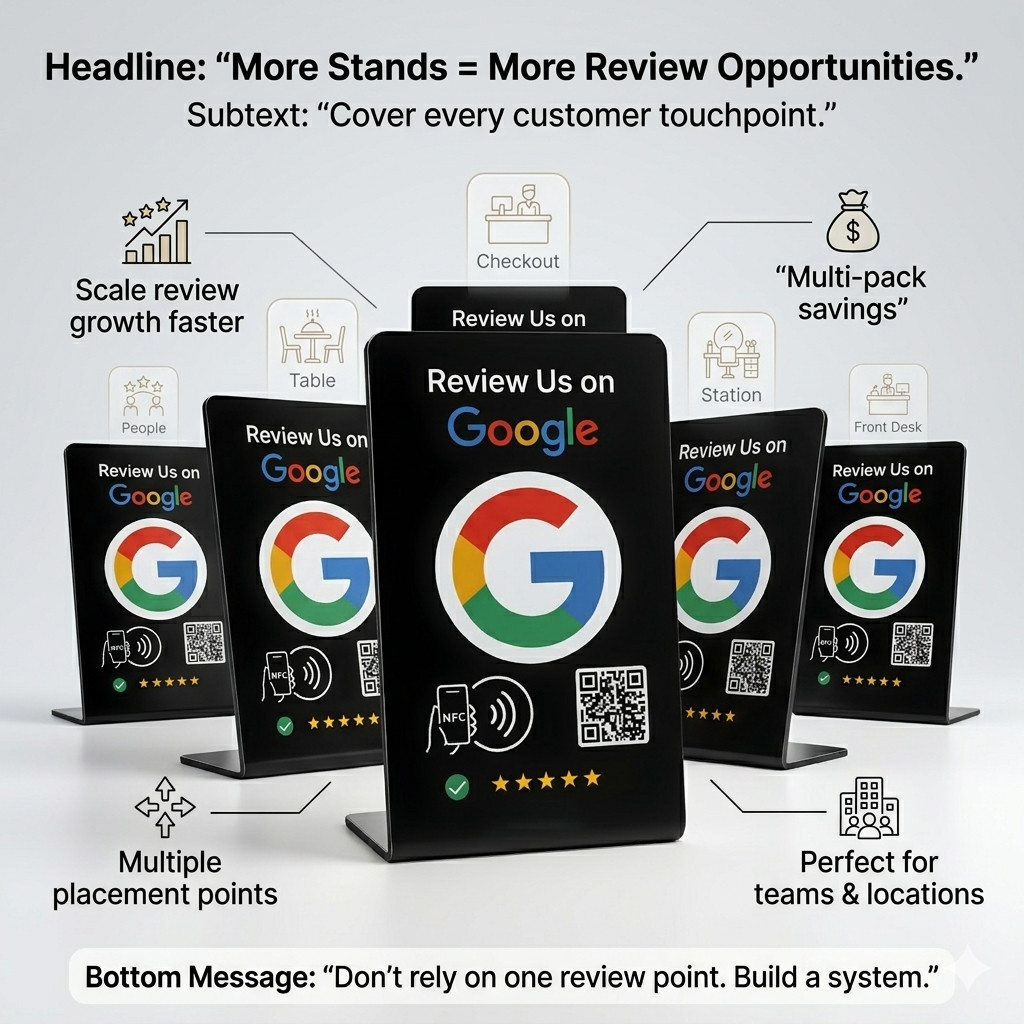 Google Review Stand Tap Tap for Instant Reviews – All Phones Compatible (BLACK)
