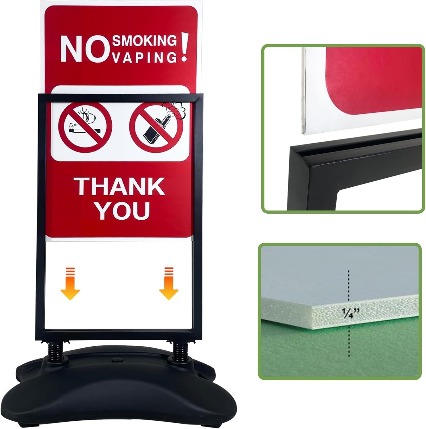 24″x36″ Water Base Sidewalk Sign Holder with Wheels, Outdoor Poster Stand