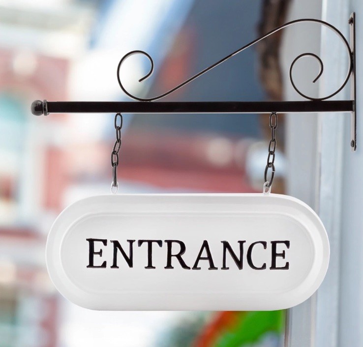 Wall-Mounted Metal Entrance Sign, Enamelware Business Entrance Reception Welcome