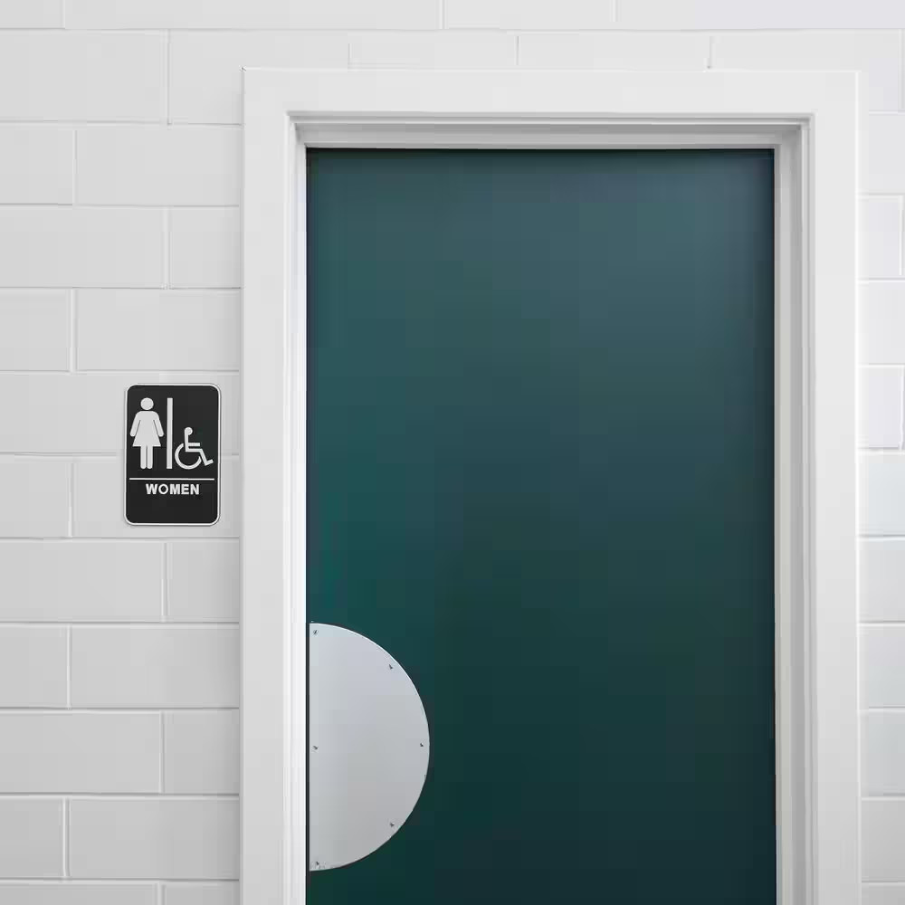 6 In. X 9 In. Women Handicap Accessible ADA Restroom Sign with Braille