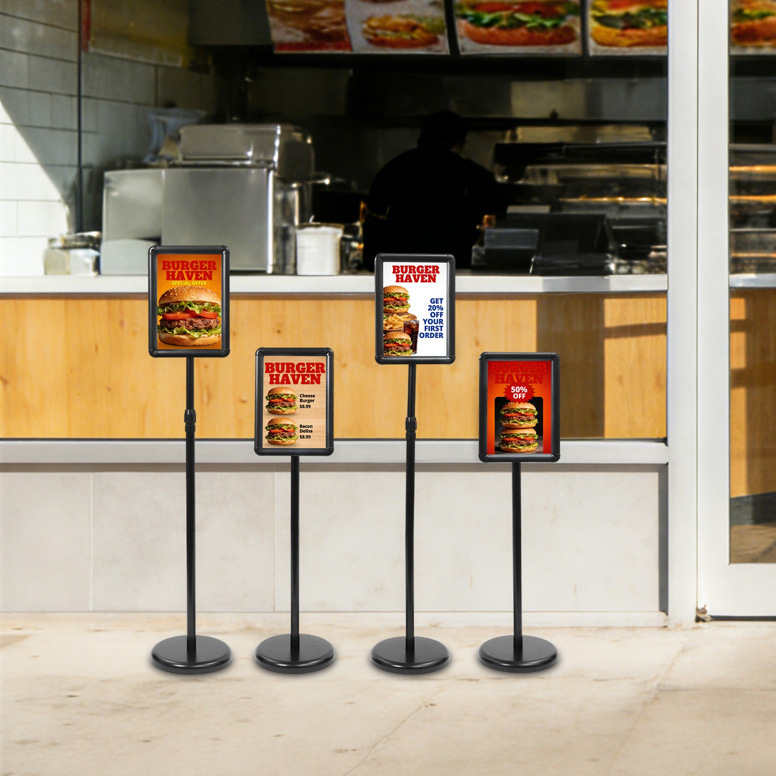 4 Packs Sign Stands Adjustable Floor Standing Sign Holder Pedestal Poster Stand