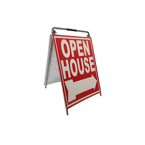 Real Estate Open House Sign Kit Metal A-Frame 5 Pack Red Mod