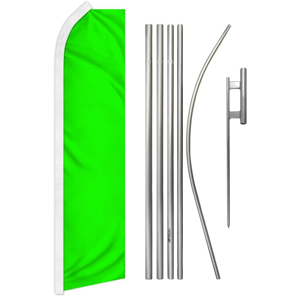 “NEON GREEN” Advertising Super Flag & Pole Kit solid color blank verde lime
