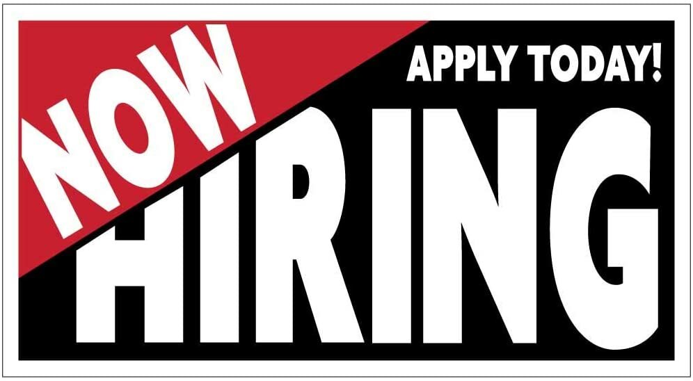 Business Banner 2×4 Ft, Now Hiring Banner, Vinyl with Grommets Red Black