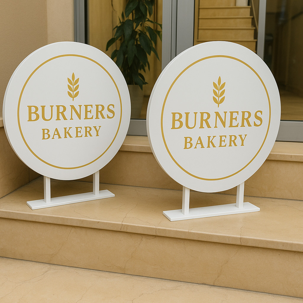 Custom Salon Blade Sign – Double Sided Outdoor Business Logo, Hanging Wall Sign