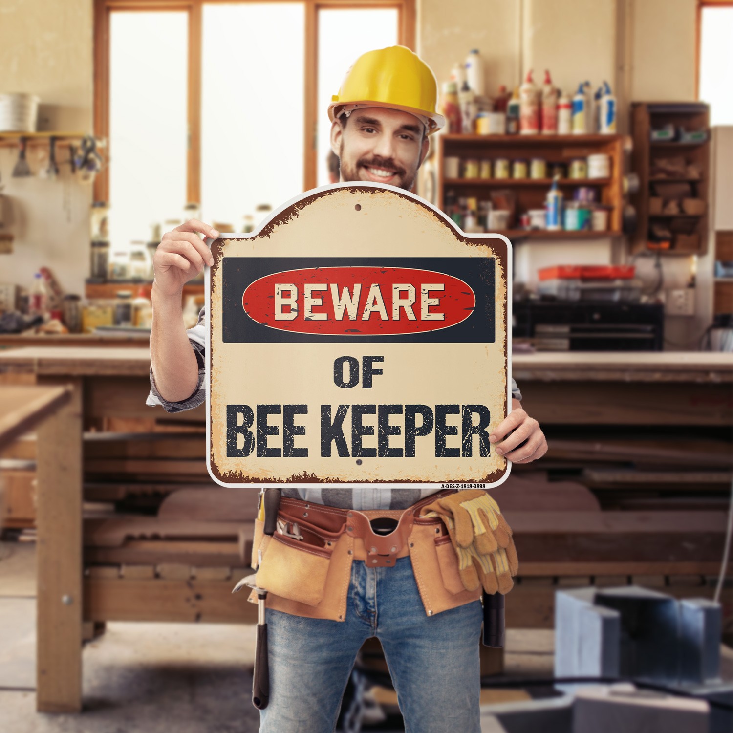 Beware Of Bee Keeper 18″ X 18″ Heavy-Gauge Aluminum Architectural Sign