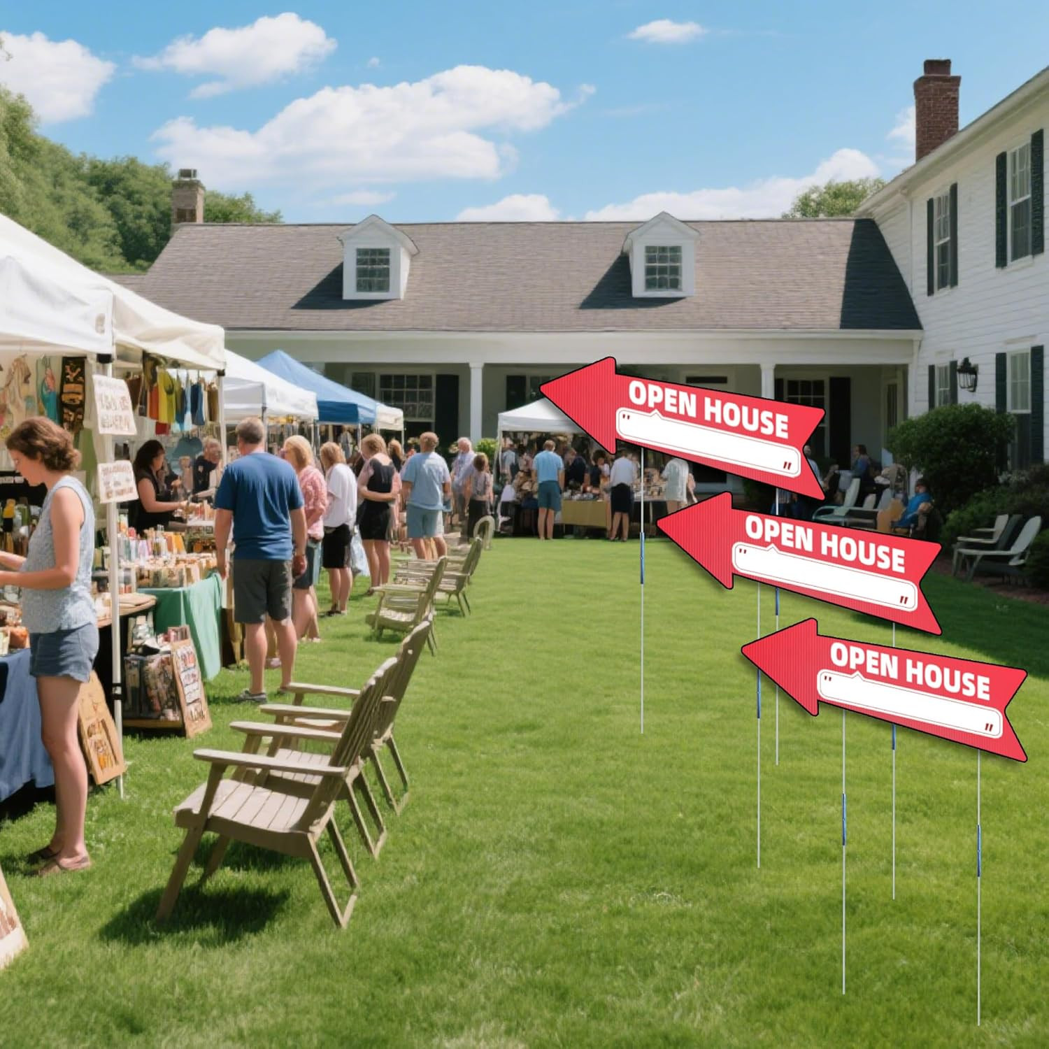 Open House Red Double – Sided Yard Sign with Arrows, 16″ X 5″ Inch, 12 Pcs 13.8″