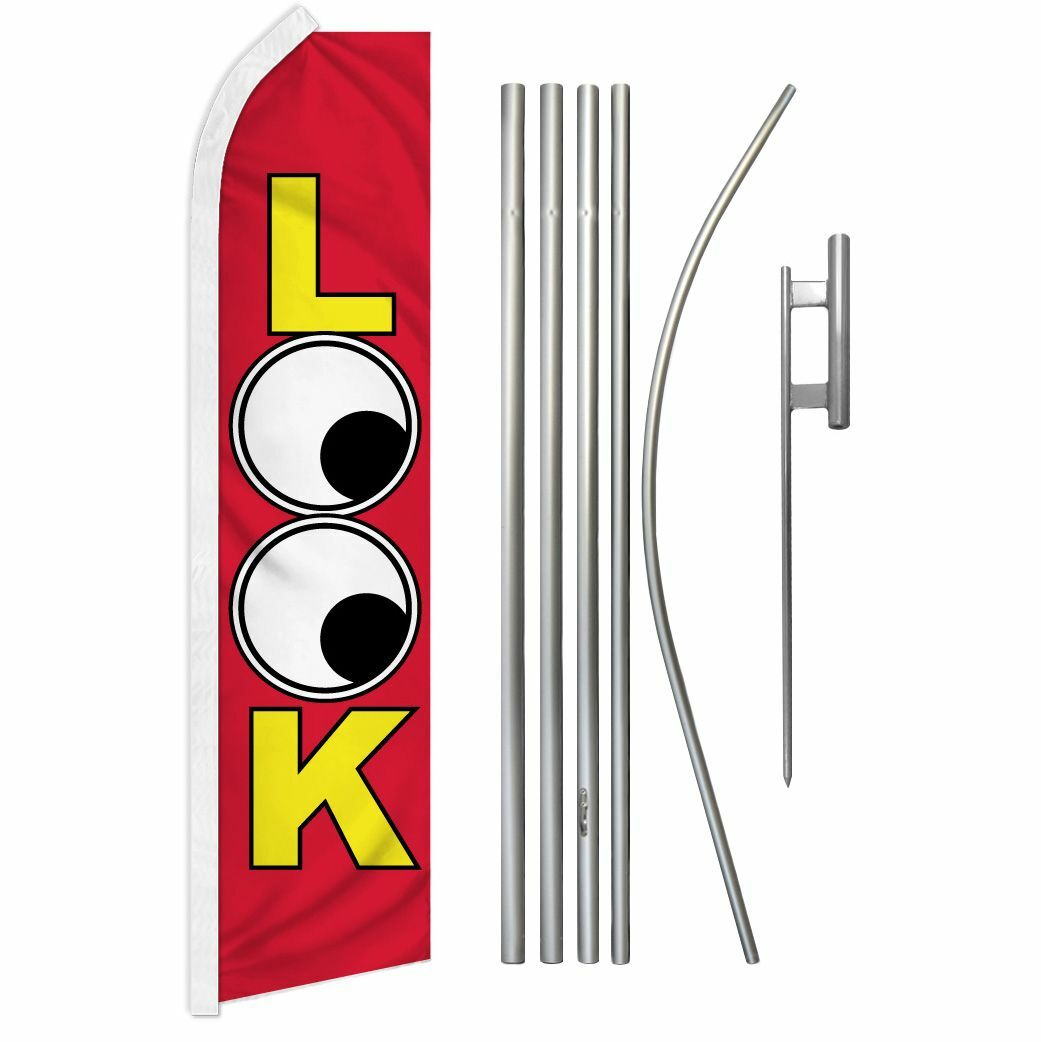 “LOOK” Advertising Super Flag & Pole Kit red