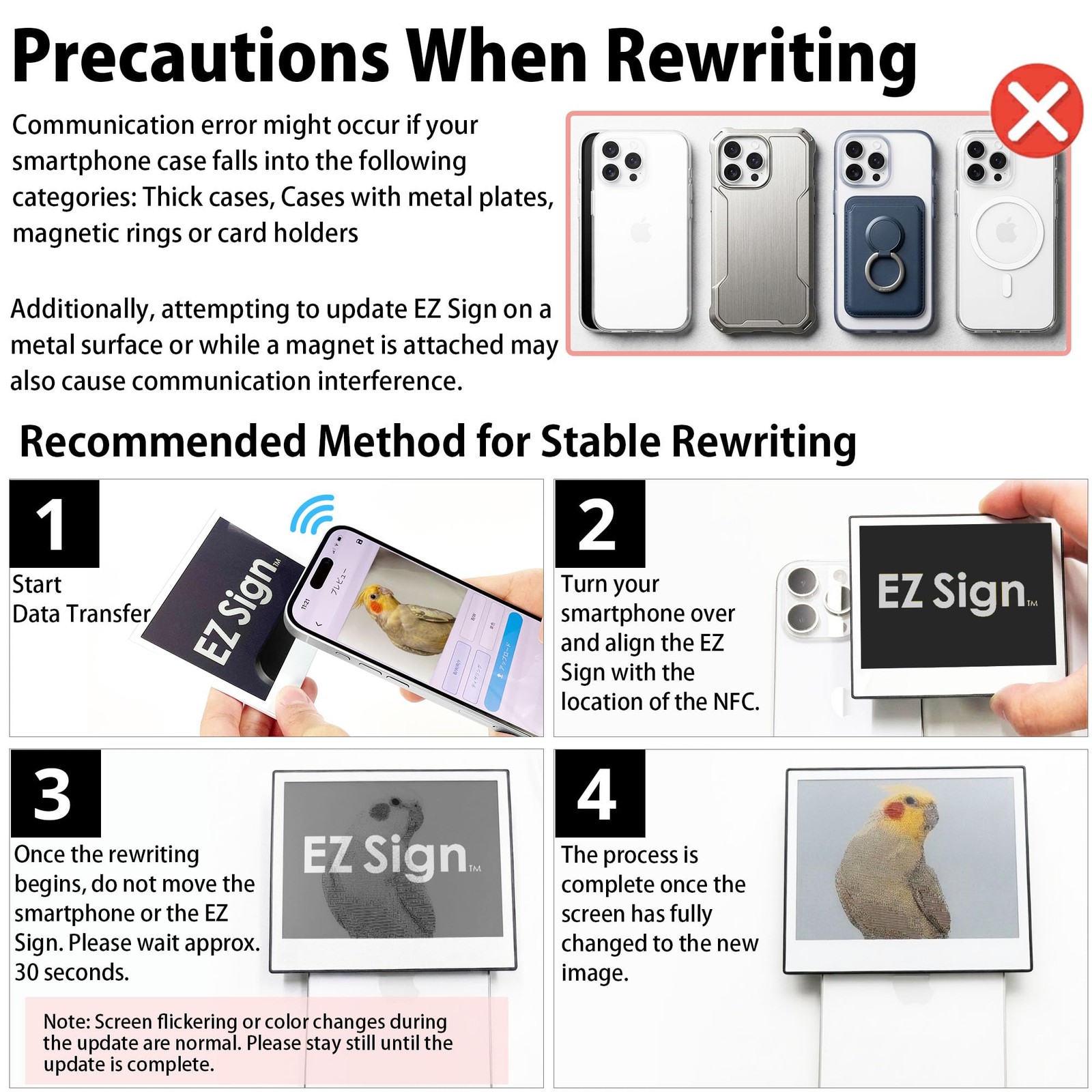 [] EZ Sign NFC E-Paper Display – No Battery, Ultra-Thin 0.13”, Rewritable 4-C…