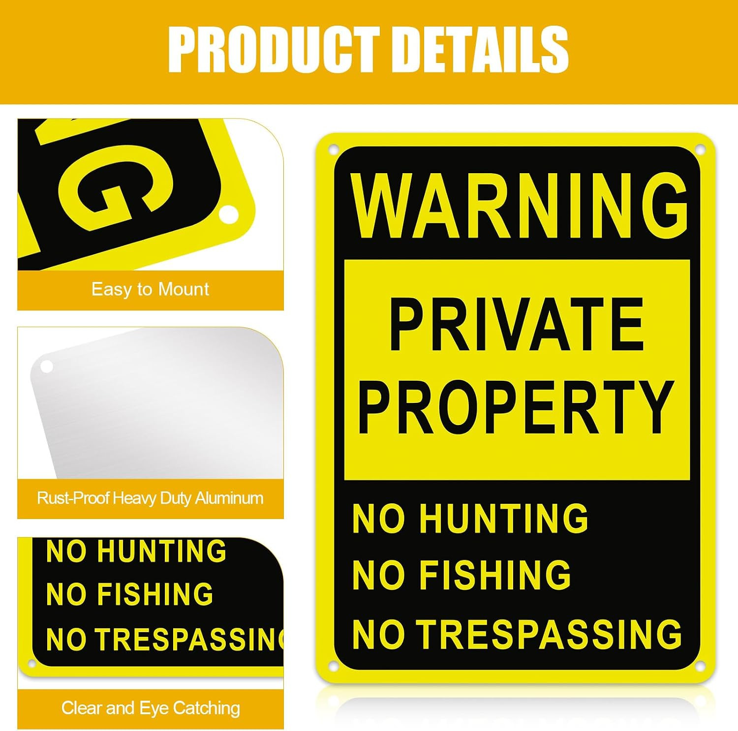 4 Pcs Posted No Trespassing Signs Private Property 10×7 Sign Reflective Aluminum