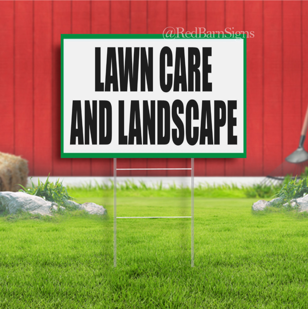 LAWN CARE Landscape Edging Trimming Mowing Indoor Outdoor Yard Sign with metal