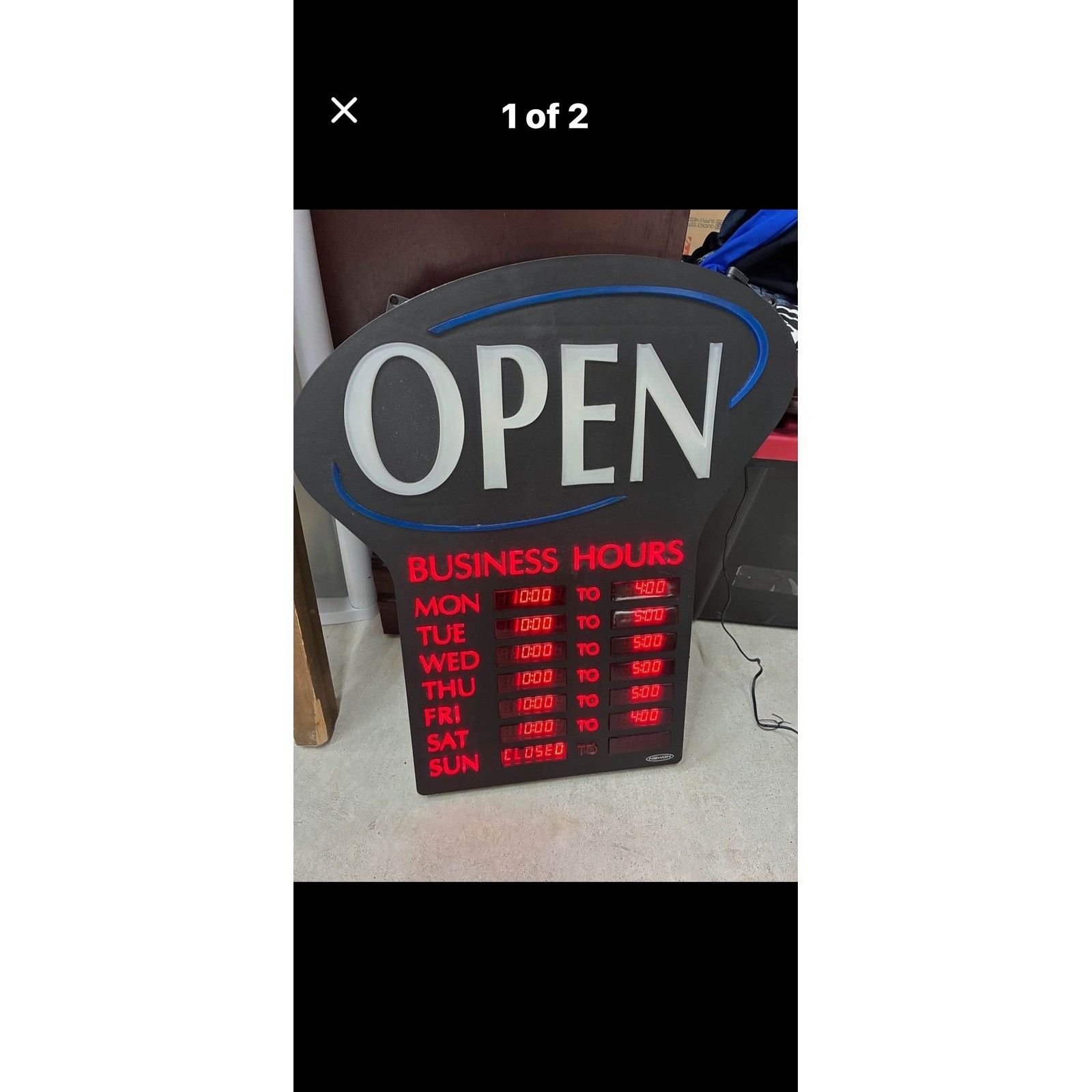 LED Open Sign with Programmable Digital Business Hours Storefront Electric Sign