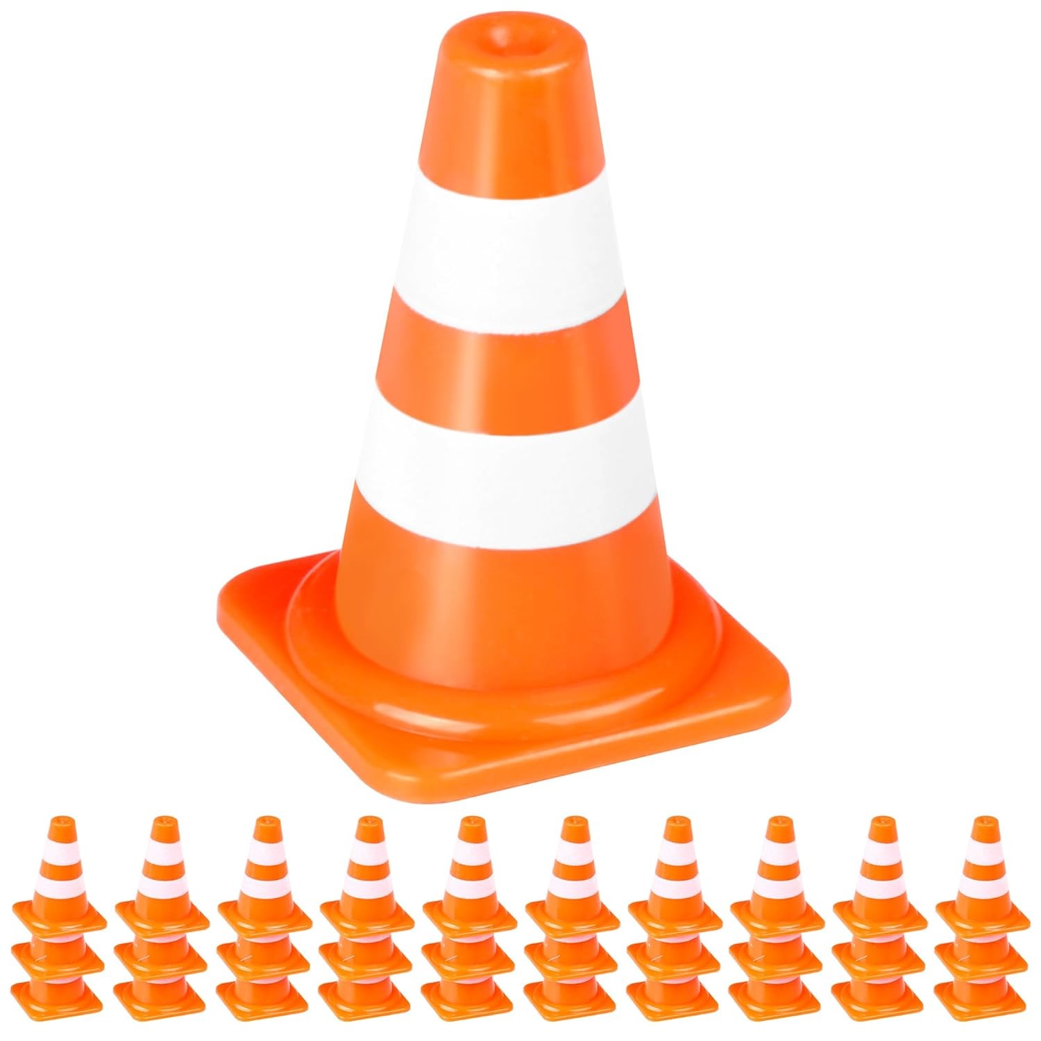 50pc Mini Traffic Cones 1 Inch Tiny Orange Plastic Toy Construction Sign Blocks