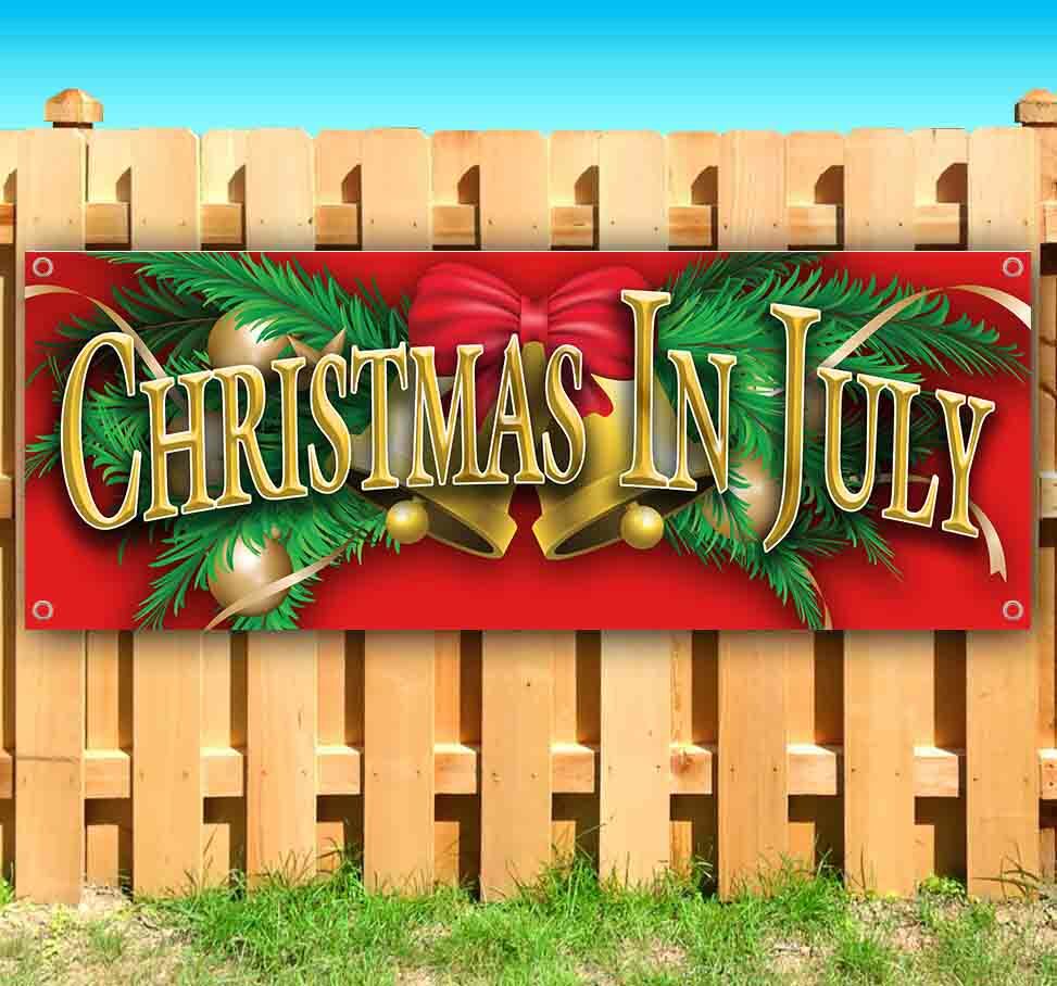 CHRISTMAS IN JULY Advertising Vinyl Banner Flag Sign Many Sizes HOLIDAY XMAS