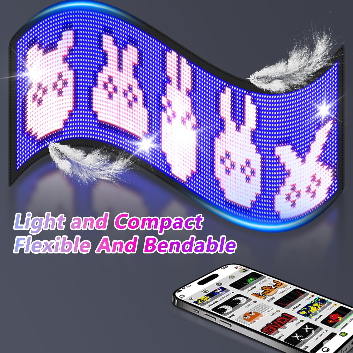 LED Sign, 28”x5”Huge Bright Pre-Made Animations & Text Programmable Led Car…