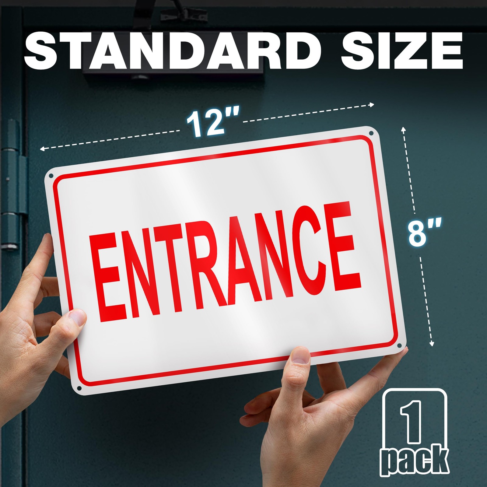 Reflective Entrance Sign, 8X12 Rust-Free Aluminum Enter Here Sign for Door