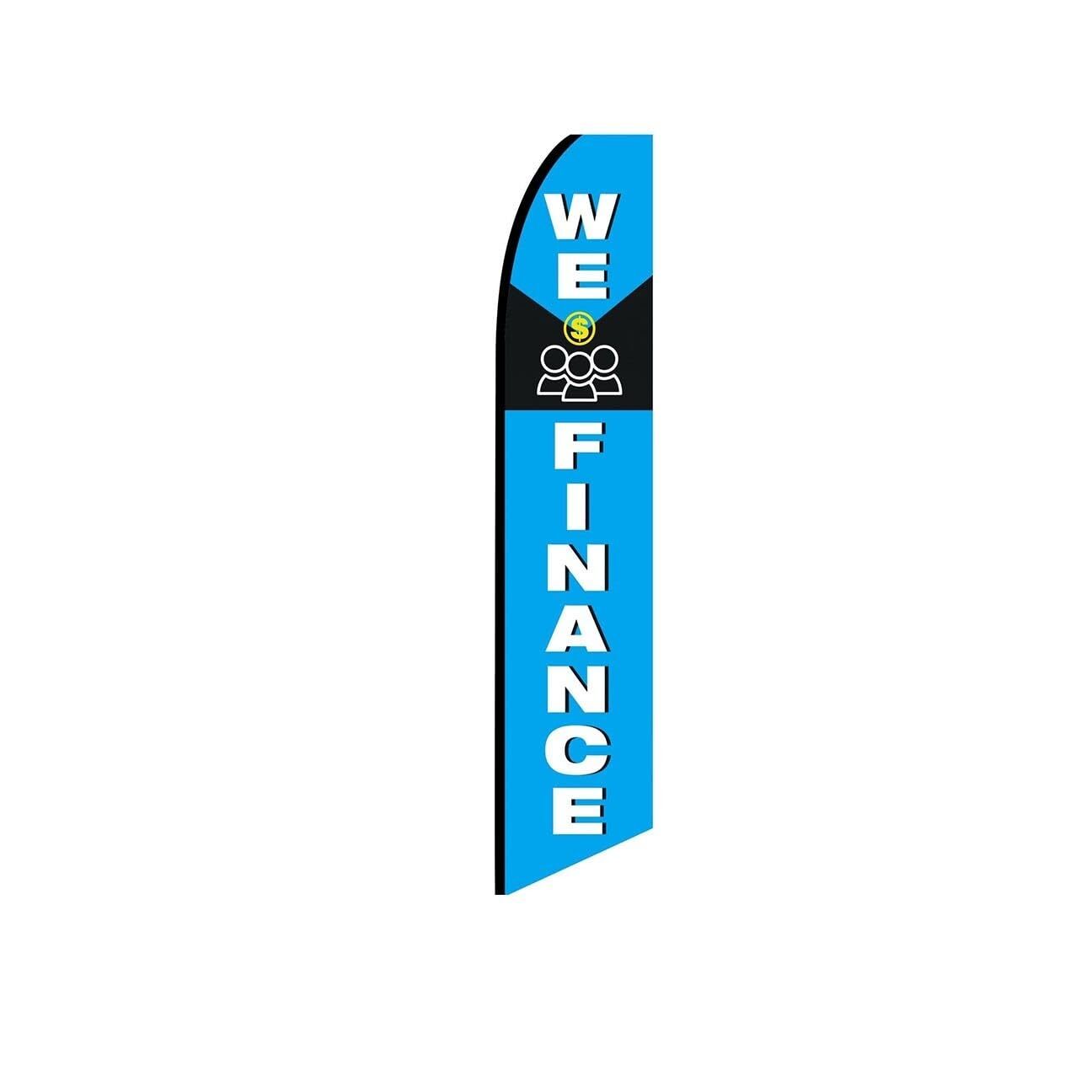 We Finance Blue Swooper Flutter Feather Flag | 3ft W x 11.5ft Tall