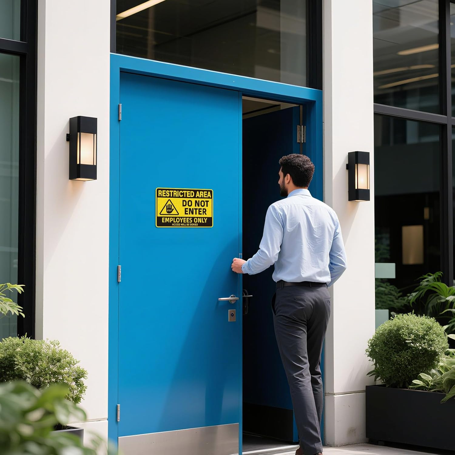 Employees Only Signs 2 Pack Restricted Area Do Not Enter Door Stickers 10×7 Inch