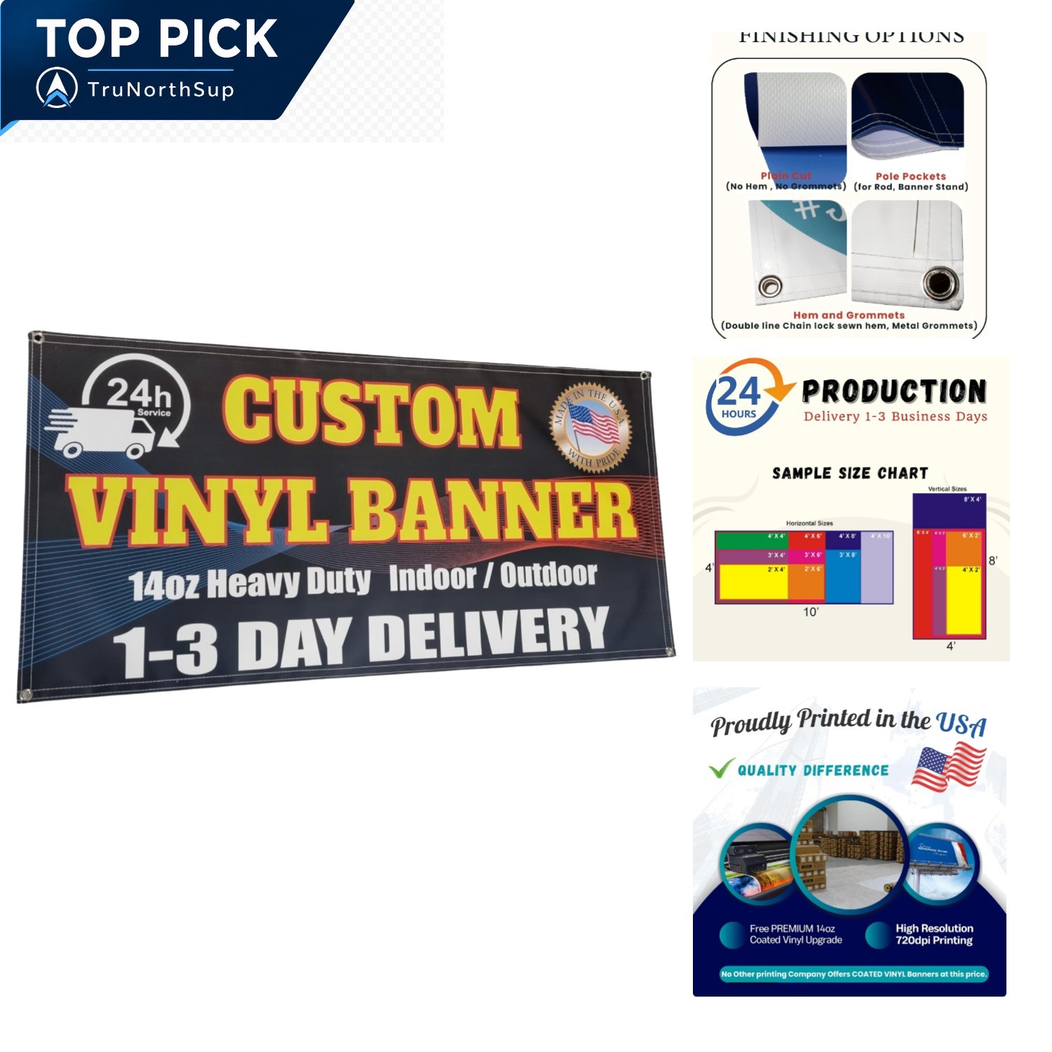Custom Vinyl Banner 14oz Coated Heavy Duty Indoor Outdoor Sign 2×4 ft