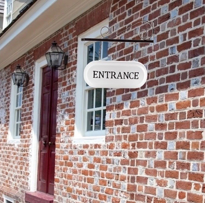 Wall-Mounted Metal Entrance Sign, Enamelware Business Entrance Reception Welcome