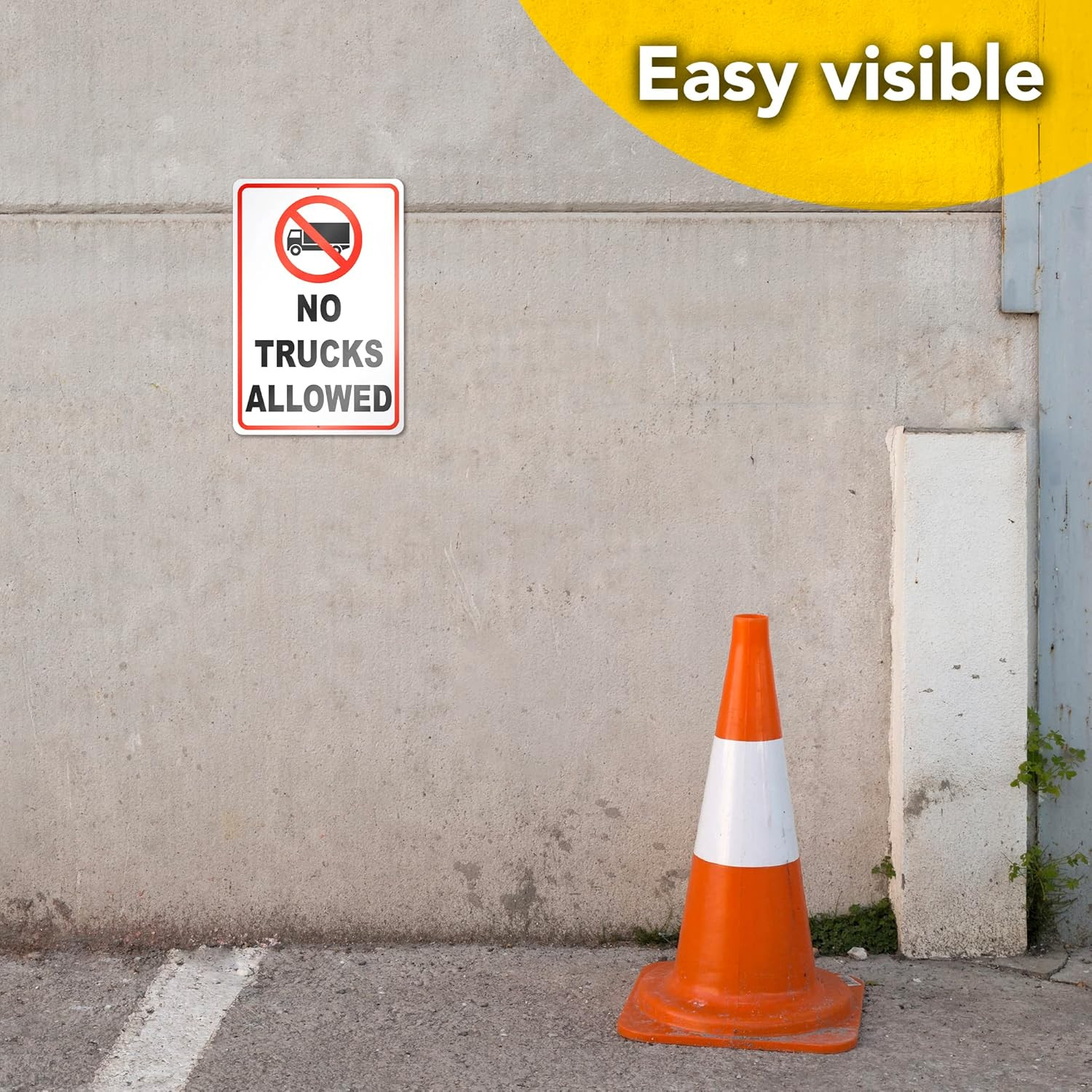 No Trucks Sign 8×12 Aluminum No Truck Allowed in Driveway Sign UV Protected Easy
