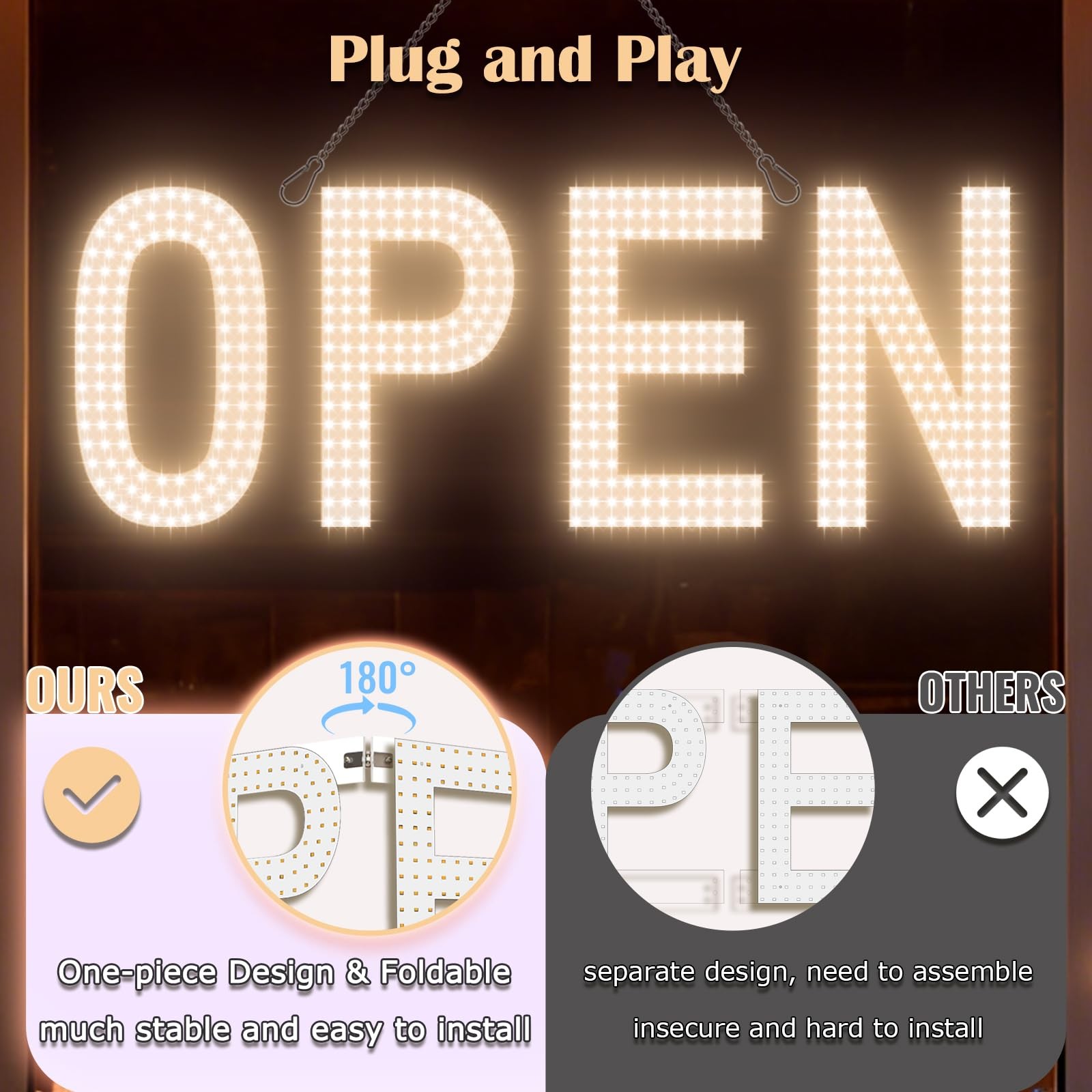 Open Signs for Business, 30″X10″ Big & Bright Open Sign with Remote Control Dimm
