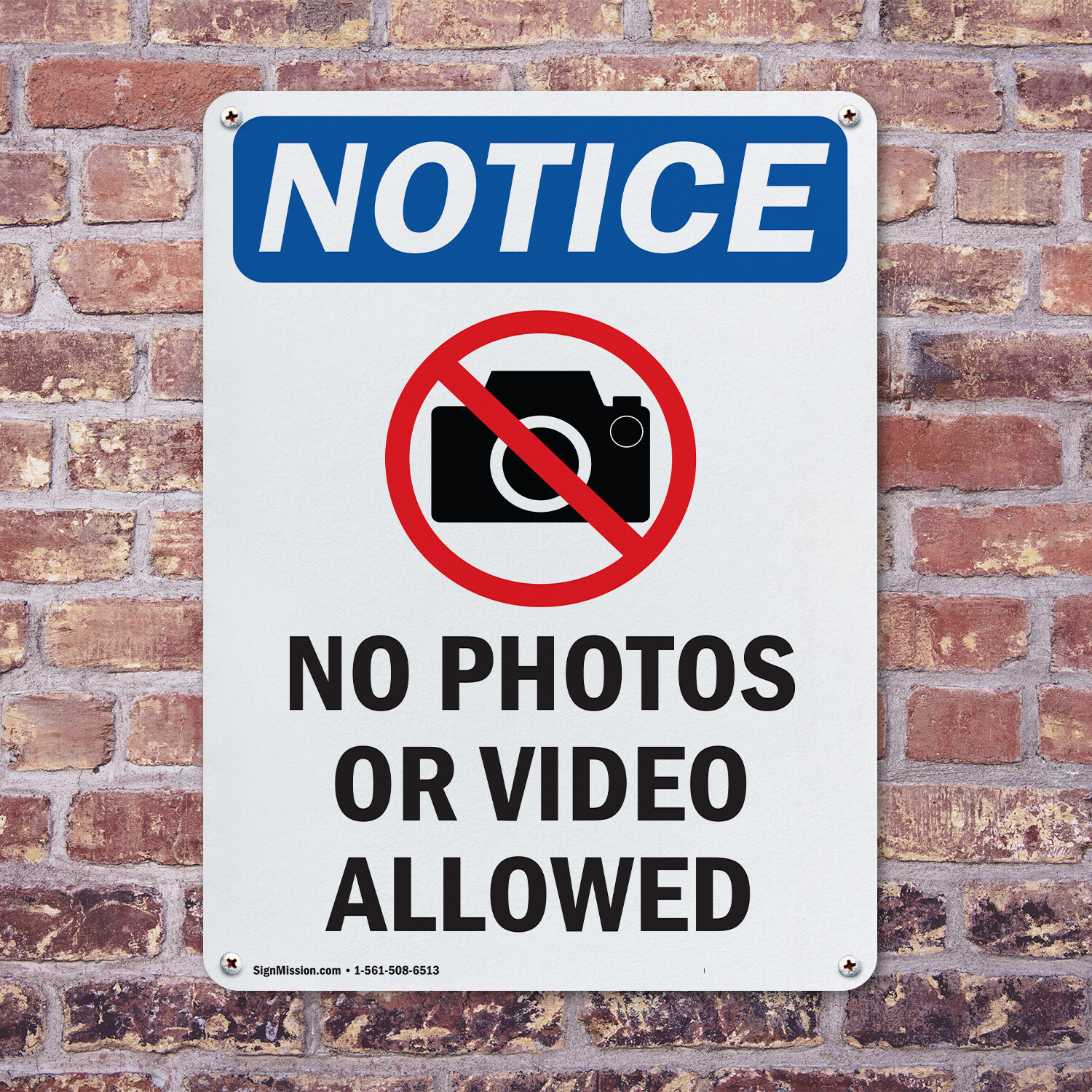 (2 Pack) No Photos Or Video Allowed OSHA Notice Sign Decal Metal Plastic