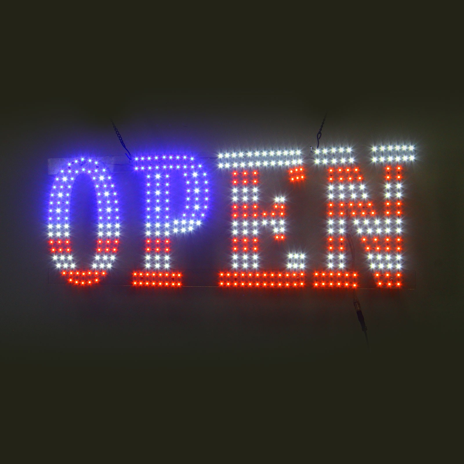 30″x10″ US Flag LED Open Sign Remote Ultra Bright Light Store Window Wall Plug