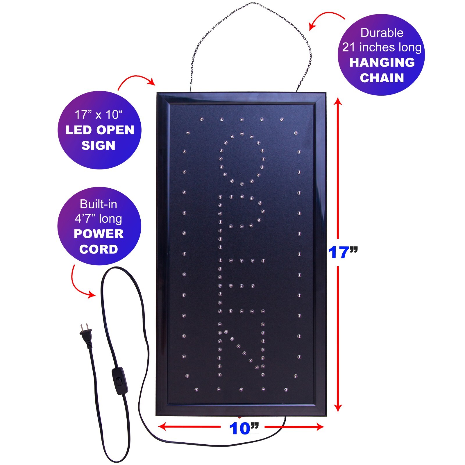 Vertical LED Neon Open Sign by Ultima LED: Bundle for Business, Includes 3 Signs
