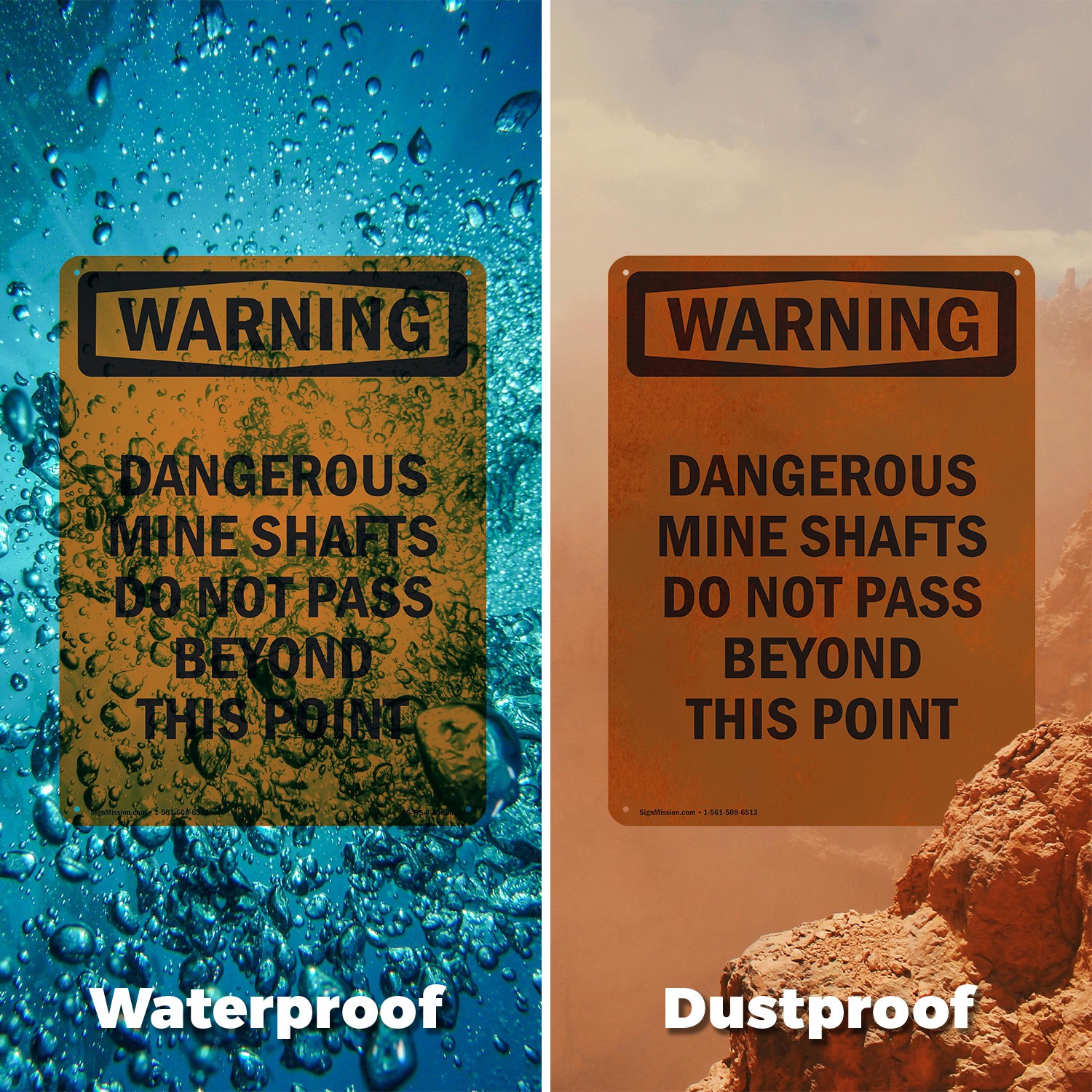 Dangerous Mine Shafts Do Not Pass OSHA WARNING Sign Metal, Decal – 5 or 10 Pack