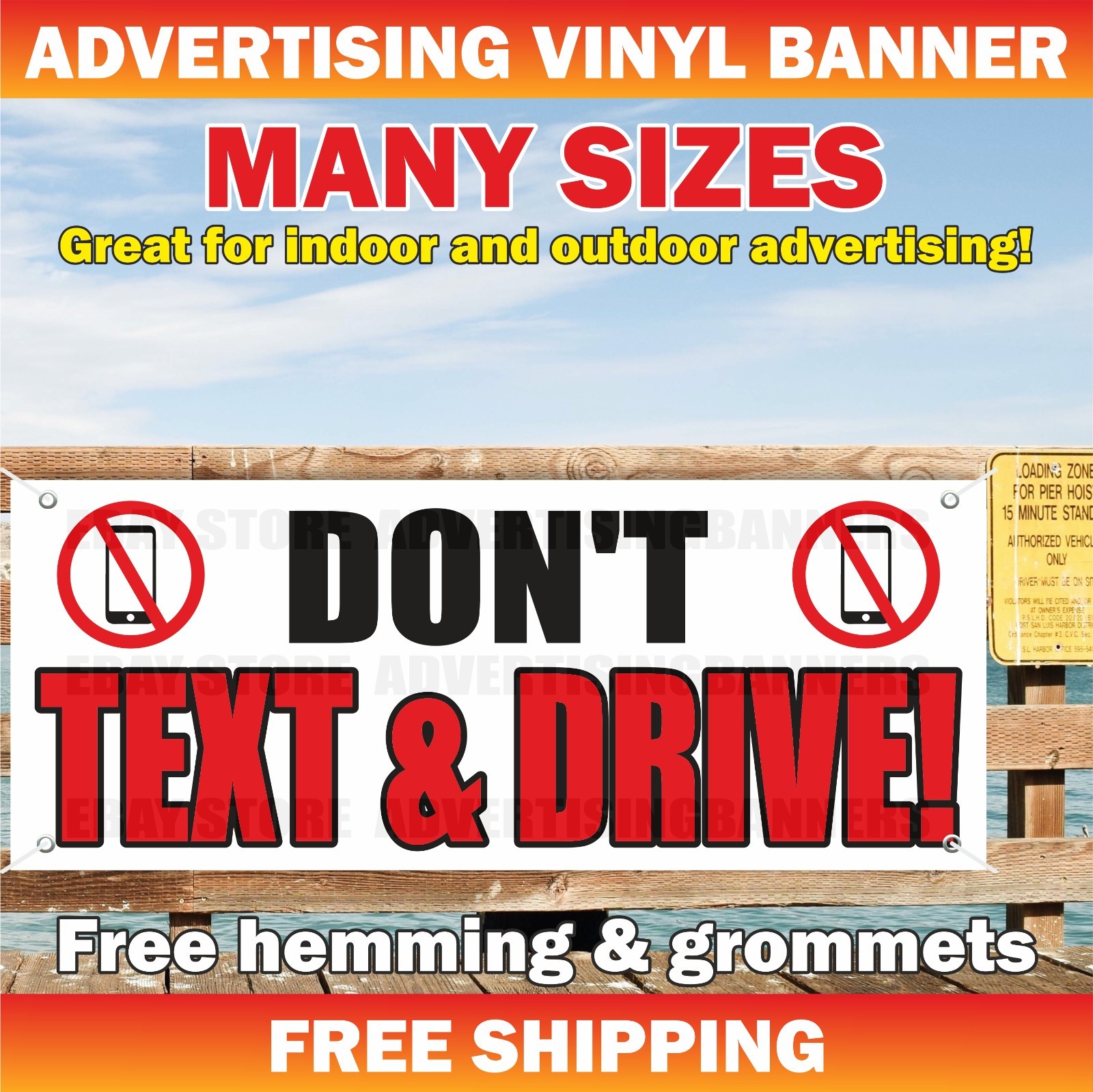 DON’T TEXT & DRIVE Advertising Banner Vinyl Sign Attention Warning Sign