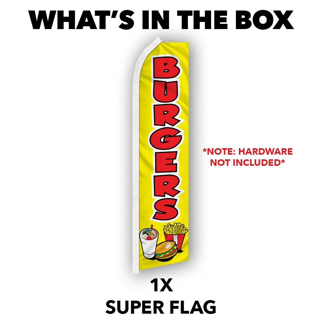 Burgers Advertising Swooper Feather Flutter Flag Restaurant Concessions Food