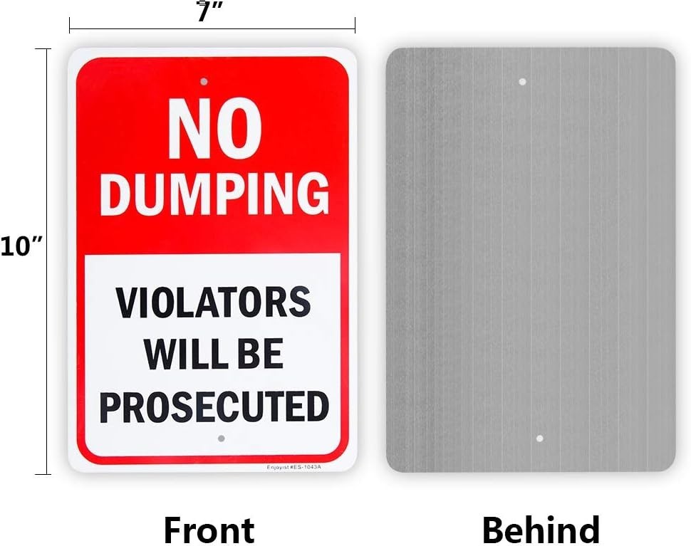 2 Pack No Dumping Violators Will Be Prosecuted Sign 10″x 7″ .04″ Aluminum Sign