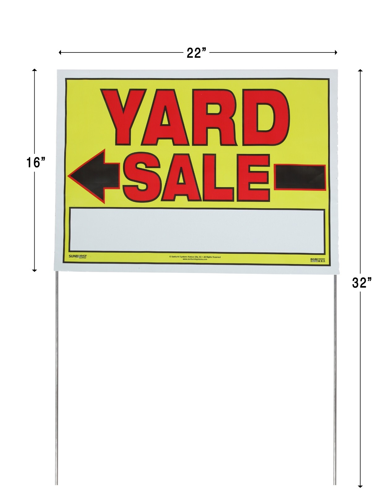 Yard Sale Sign W/ Stake, 22″ x 32″ Fully Assembled with Metal Stake, 10 pack