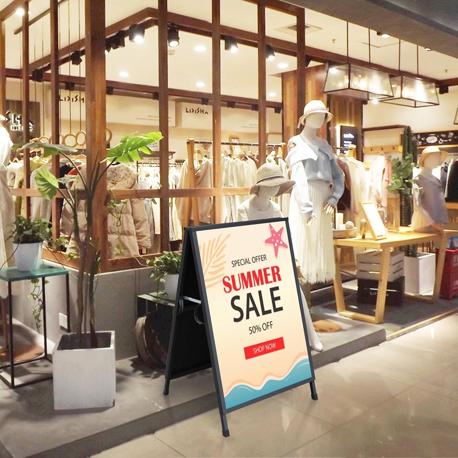 Weather-Resistant A Frame Sign Holder for 24×36 Posters – Portable Display