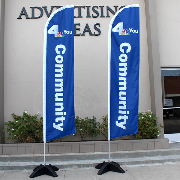 15′ Regular Print Custom Swooper Advertising Flag Feather Banner + Pole & Spike