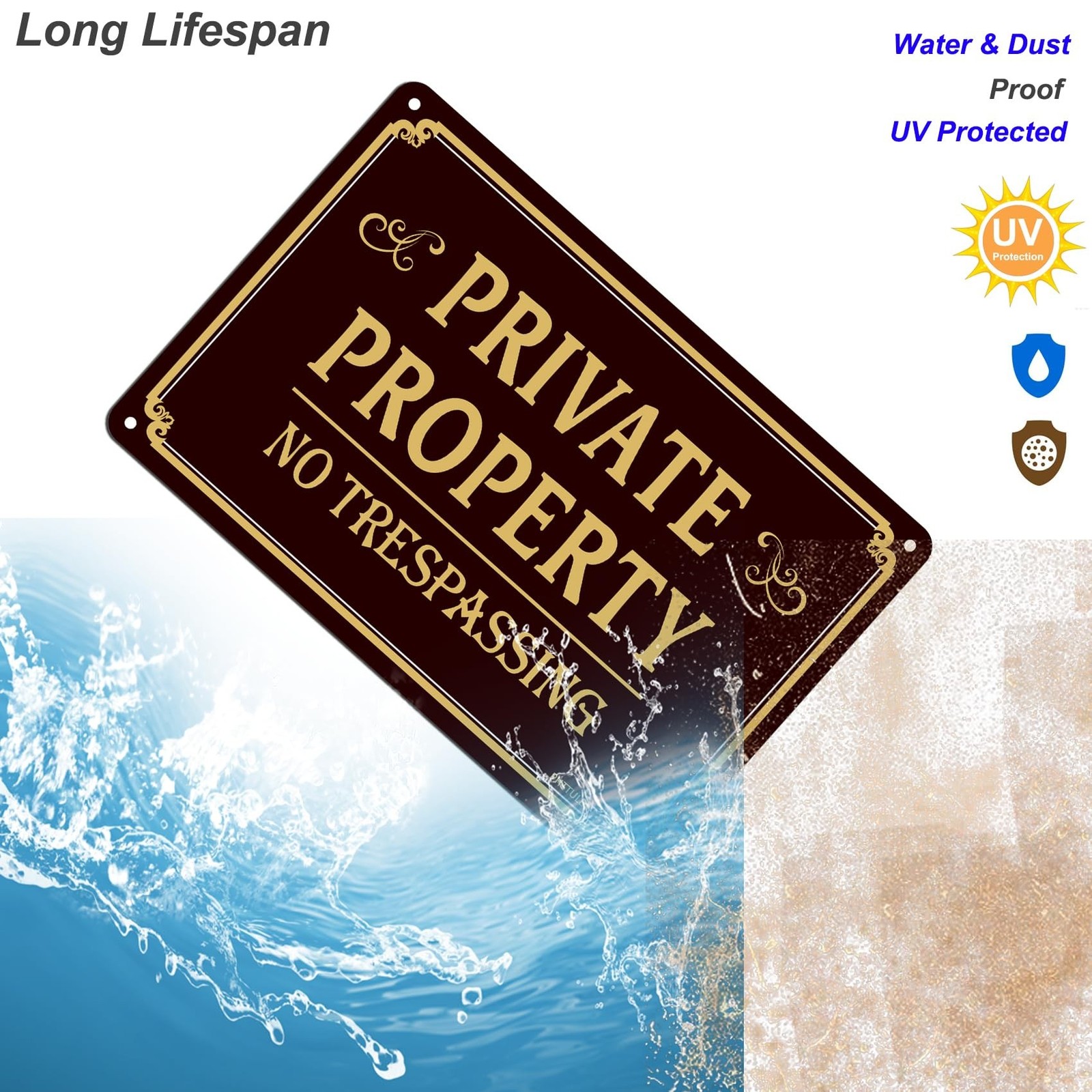 Large Private Property No Trespassing Sign 2 Pack, 12x 8 Inches Metal No Tres…