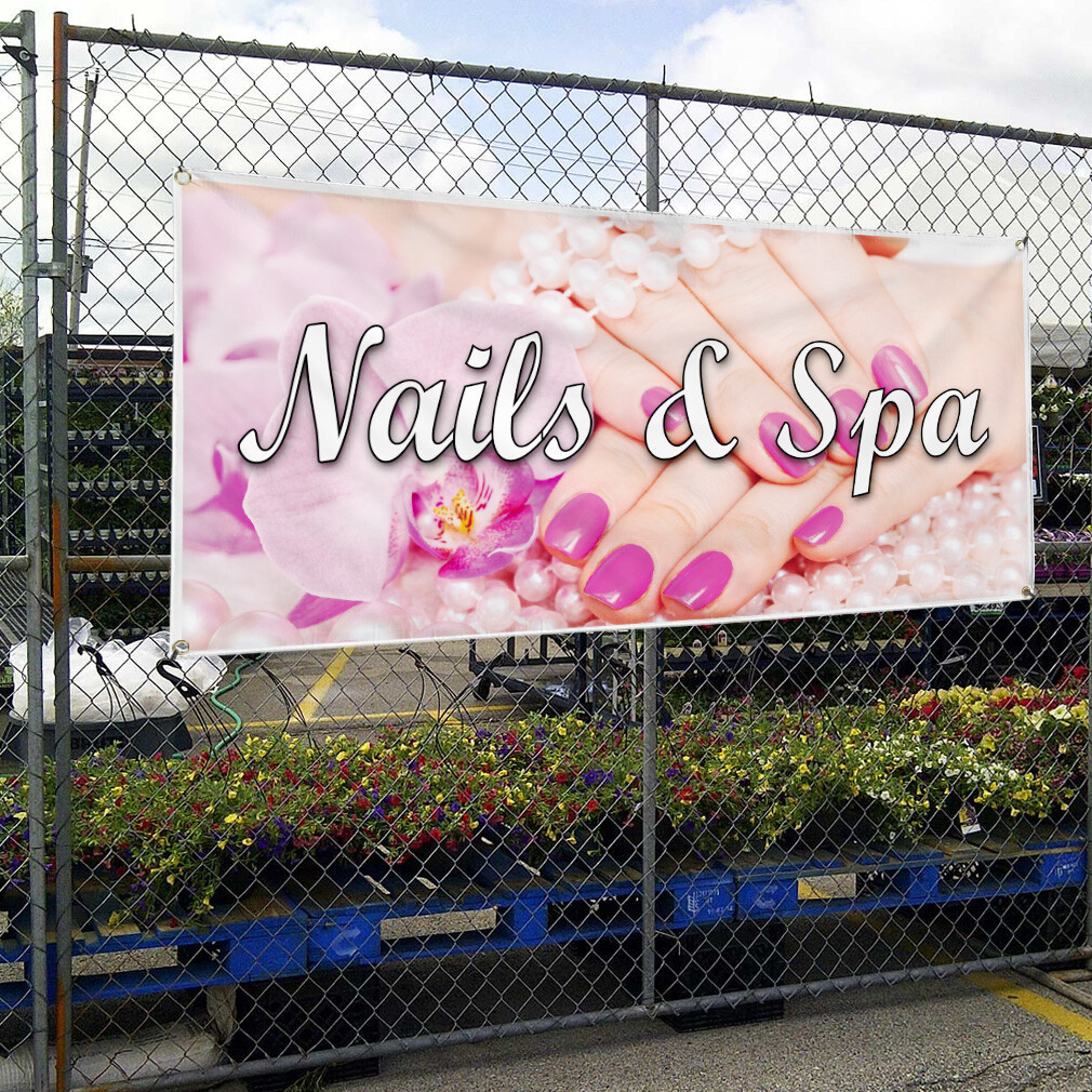 Vinyl Banner Multiple Sizes Nails& Spa Business B Business Salon & Spa Outdoor