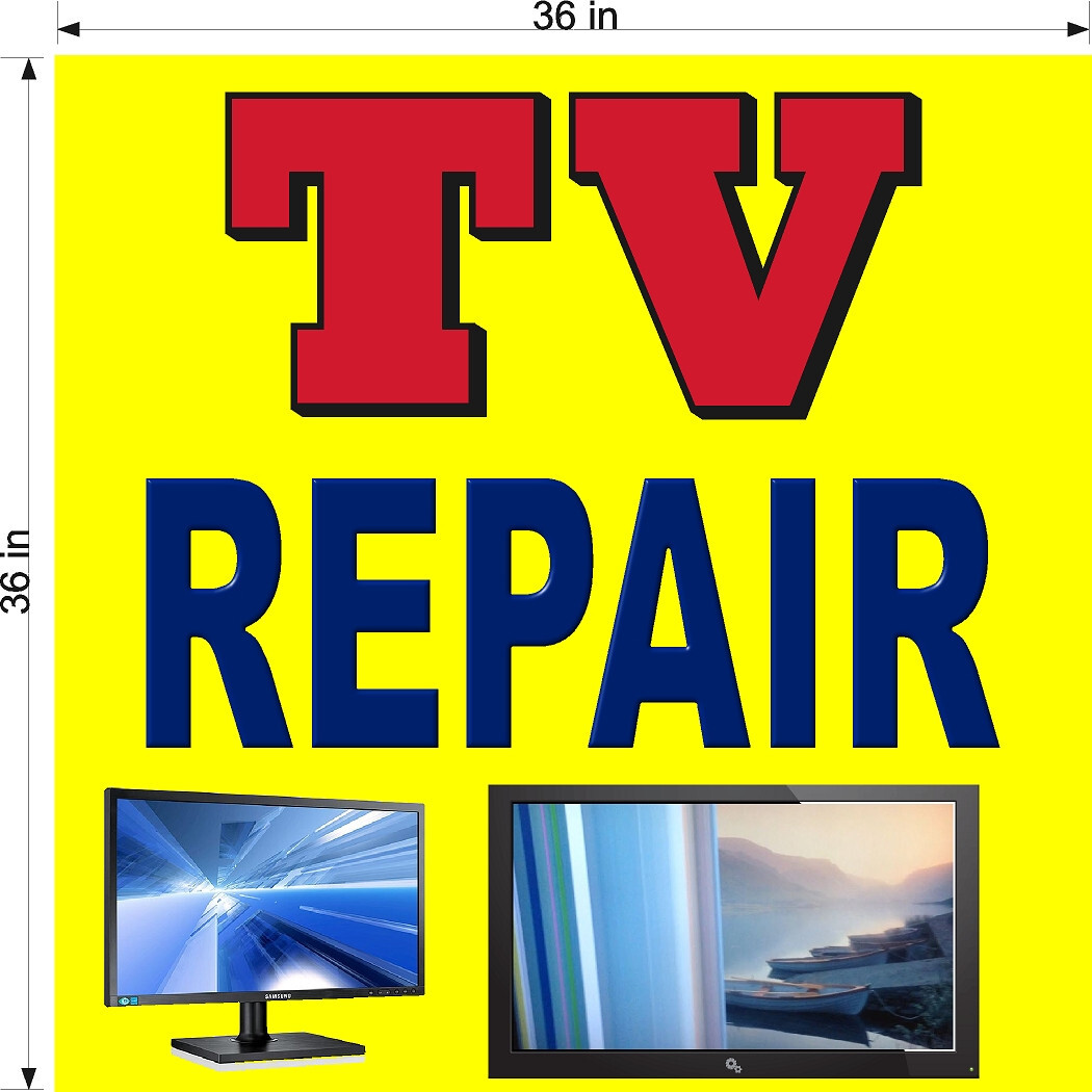 NEW! PERFORATED WINDOW VINYL DECAL 3′ X 3′ TV TELEVISION / MONITOR REPAIR