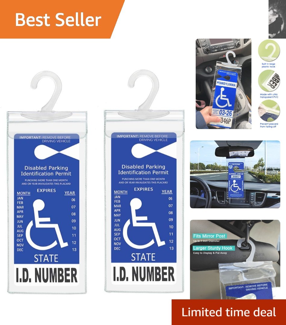 Clear Handicapped Placard Holder with Large Hanger – Perfect for Easy Transfers