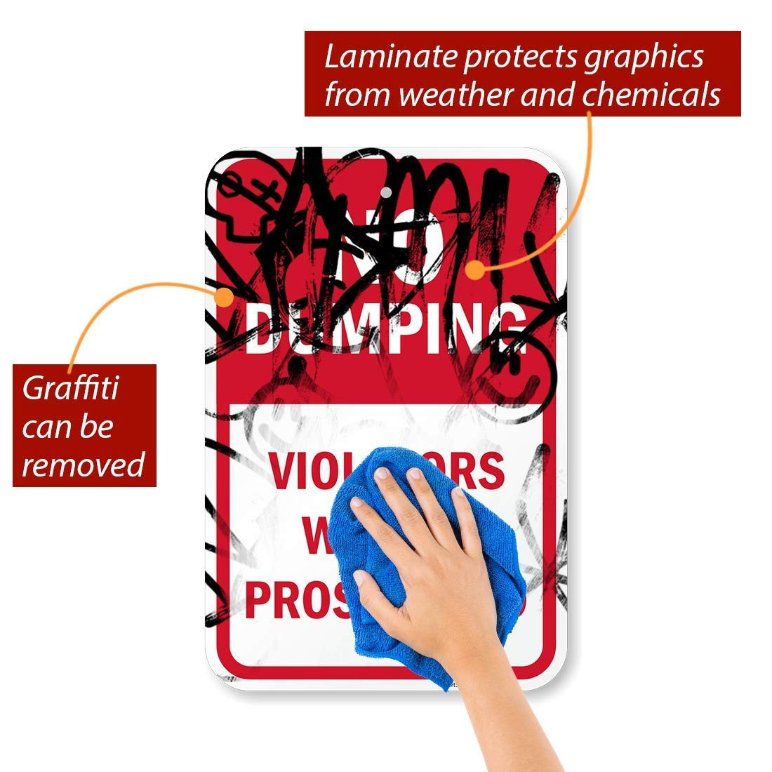 No Dumping Violators Will Be Prosecuted Sign 12×18 Inch Aluminum Reflective