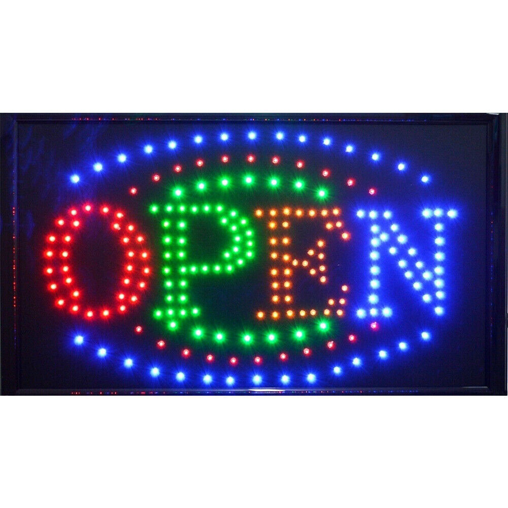 LED Bright Neon Light OPEN Business Signs Animated Motion w/ ON/OFF Store